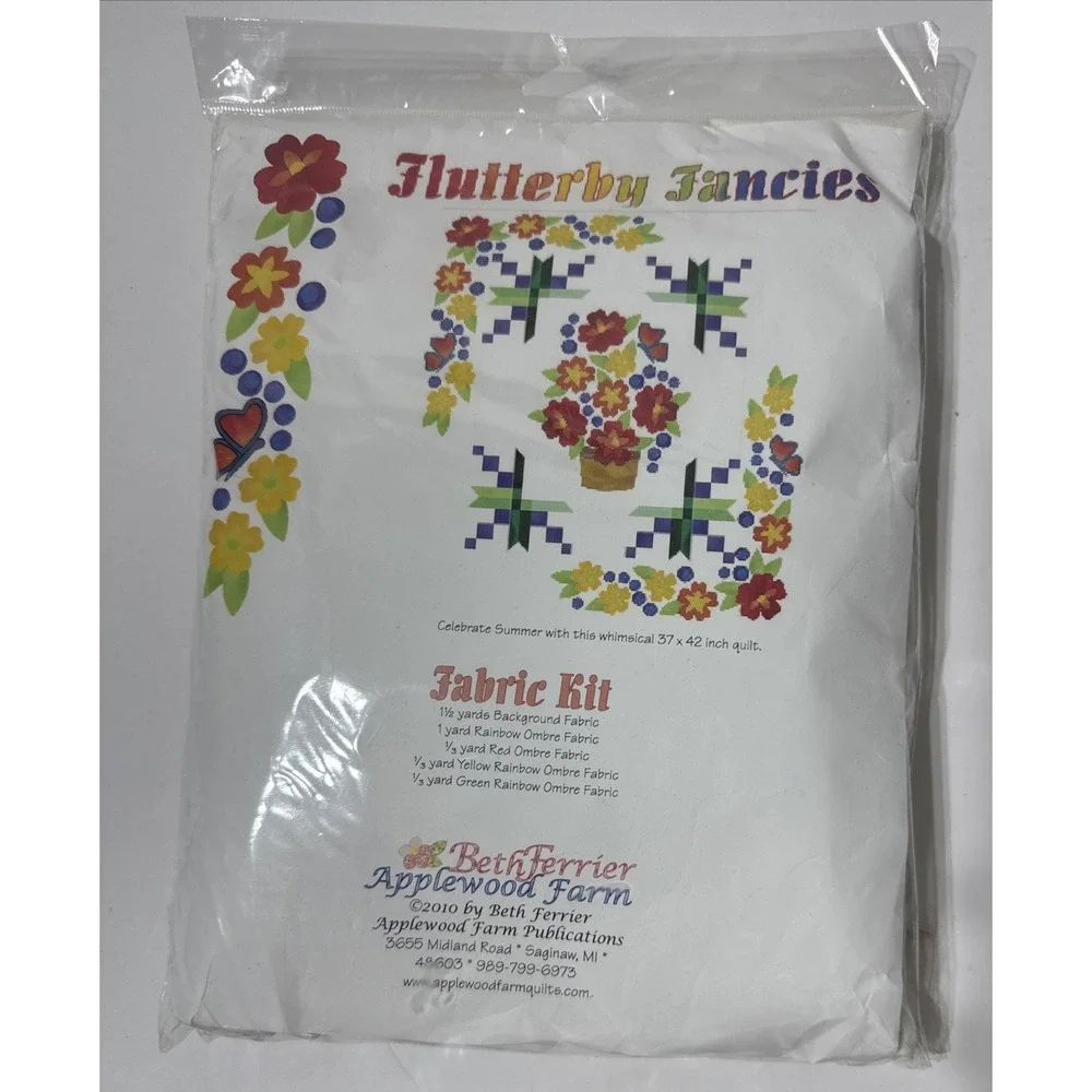 Beth Ferrier Flutterby Fancies 1307 Quilt Kit 37x42 Inch Fabric‎ & Booklet 2010